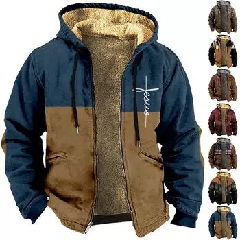 Мужской индивидуальный повседневный свитер на молнии с длинным рукавом и принтом, толстый хлопковый костюм, зимний костюм XL