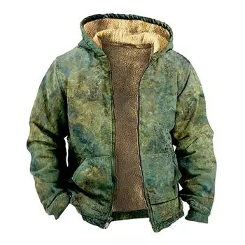 Мужской индивидуальный повседневный свитер на молнии с длинным рукавом и принтом, толстый хлопковый костюм, зимний костюм S коричневый