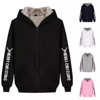 Мужской индивидуальный повседневный свитер на молнии с длинным рукавом и принтом, толстый хлопковый костюм, зимний костюм XXL чёрный