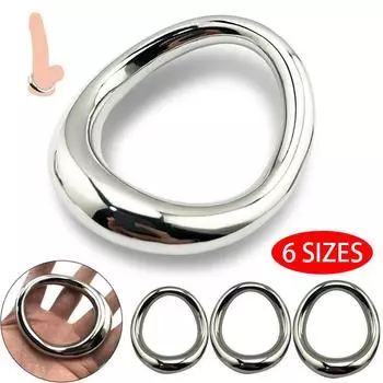 Мужской изогнутый член из нержавеющей стали, кольцо на пенис, мошонка, удерживающее пенис, растягивающееся кольцо, секс-игрушки для задержки эякуляции XS