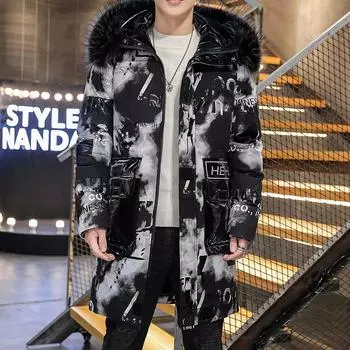 Мужской камуфляжный пуховик, зимнее шелковое пальто с хлопковой подкладкой, утепленное пуховое пальто, трендовый дизайн для молодежи 4XL