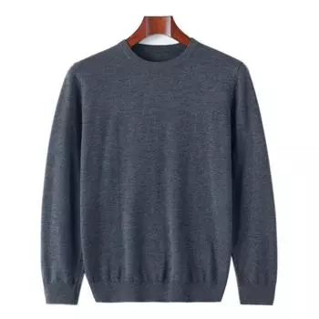 Мужской камвольный свитер с круглым вырезом Qinghe Cashmere 50% Mulberry Silk 50% Wool Мужской осенне-зимний кашемир мягкий и теплый L серый