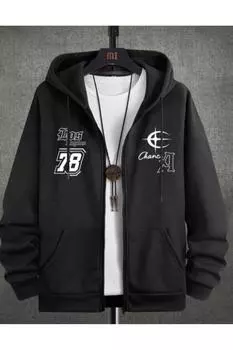 Мужской кардиган больших размеров Trendpunky Мужская куртка на молнии с капюшоном