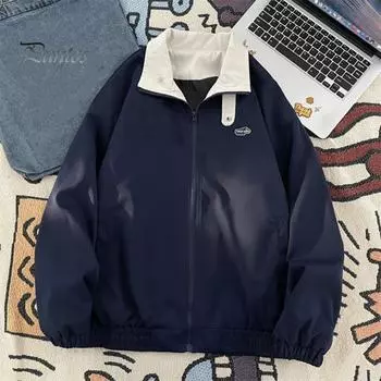 Мужской кардиган, куртка с лацканами, длинный рукав, застежка-молния, цветной дизайн, куртка, пальто с карманами, свободный крой, верхняя одежда M коричневый