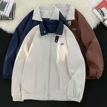 Мужской кардиган, куртка с лацканами, длинный рукав, застежка-молния, цветной дизайн, куртка, пальто с карманами, свободный крой, верхняя одежда M абрикосовый