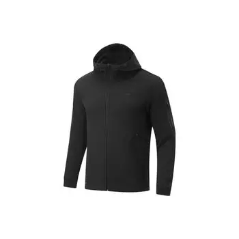 Мужской кардиган с капюшоном Li Ning Fitness Series из флиса, однотонный, теплый, объемный, черный AWDT743-1 XL
