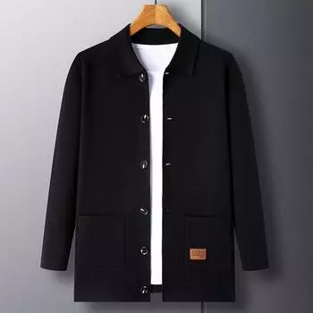 Мужской кардиган с лацканами, тонкое трикотажное пальто, свободный свитер для мужчин молодого и среднего возраста, топ-свитер M