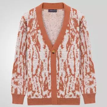 Мужской кардиган с объемным кроем, свитер на пуговицах, легкий повседневный свитер с V-образным вырезом и длинным рукавом, мужская винтажная свободная трикотажная верхняя одежда на осень-зиму M коричневый