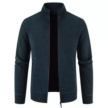 Мужской кардиган-свитер на флисовой подкладке, толстый, с воротником-стойкой, осень/зима 2024 Medium