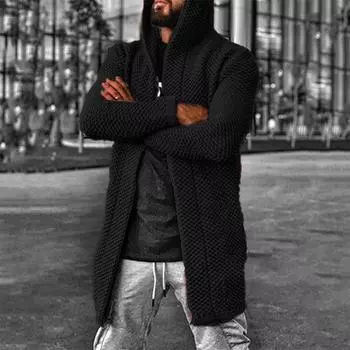 Мужской кардиган в Европе и Америке, однотонный свитер с высоким воротником и капюшоном, пальто, свитер XXXXXL красный