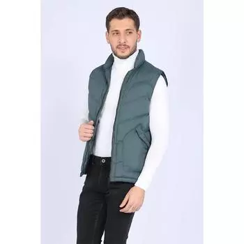 Мужской карманный подробный надувной жилет зеленый