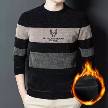 Мужской кашемировый синель, мужской трикотаж, осень и зима, новый утепленный мужской свитер с вышивкой M