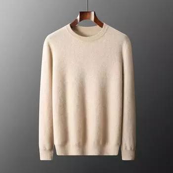 Мужской кашемировый свитер Qinghe cashmere 30% кашемир 70% шерсть Мужской осенне-зимний кашемировый свитер мягкий и теплый M белый