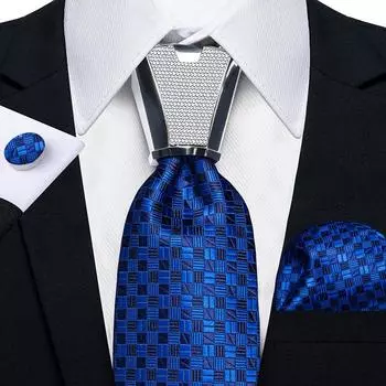 Мужской классический темно-синий шелковый галстук Dibangu, плед, носовой платок, запонки, кольцо, галстук, комплект, официальная деловая свадьба 0561