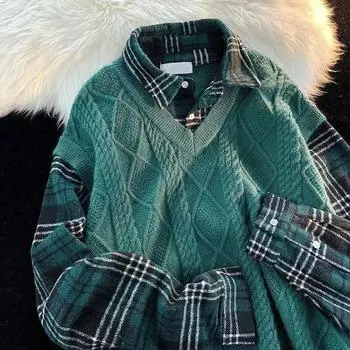 Мужской клетчатый термопуловер зимний вязаный пуловер теплый пуловер на пуговицах вязаный длинный рукав 2XL