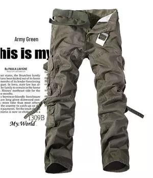 Мужской комбинезон с несколькими карманами, стираный, свободного кроя, большого размера, идеально подходит для повседневной носки на открытом воздухе 33 армия зеленый