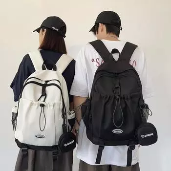 Мужской компьютерный рюкзак, женский рюкзак большой емкости на шнурке, спортивный стиль, студенческая школьная сумка белый