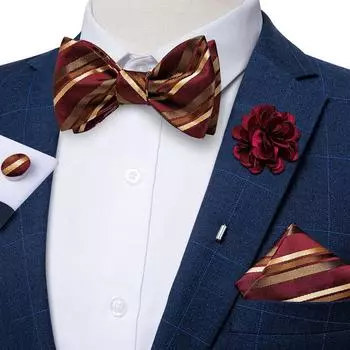 Мужской комплект Dibangu с предварительно завязанным галстуком-бабочкой, шелковый галстук с узором пейсли, карманные квадратные запонки, бутоньерка для свадебной вечеринки, официальной вечеринки LH-3019