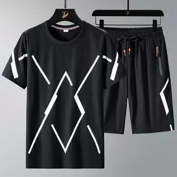 Мужской комплект футболок, большие размеры 6XL, 7XL, 8XL, шорты, футболка, костюм, большие размеры, черные футболки с короткими рукавами, летняя мода, свободные 2XL белый