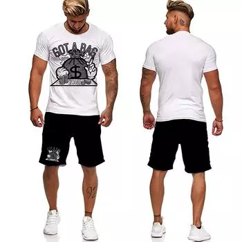 Мужской комплект футболок, спортивный костюм/шорты/топы с 3D принтом, футболка в стиле хип-хоп с уличным рисунком, мужская/женская спортивная одежда, костюм, летняя мужская одежда S