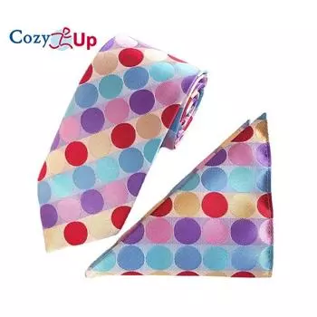 Мужской комплект галстуков из двух частей, волнистая точка, галстук, запонки, деловой модный носовой платок, пейсли