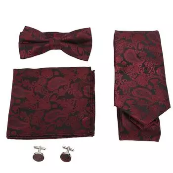Мужской комплект галстуков, классический стильный изысканный текстурный комплект галстуков, носовой платок, галстук-бабочка, запонки для