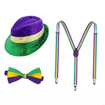 Мужской комплект галстуков на подтяжках, ковбойская шляпа с блестками, кепка, новинка, ковбойская Марди Гра для карнавального платья Common Suspender Tie