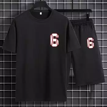 Мужской комплект из 6 футболок с графическим принтом и шорт больших размеров S