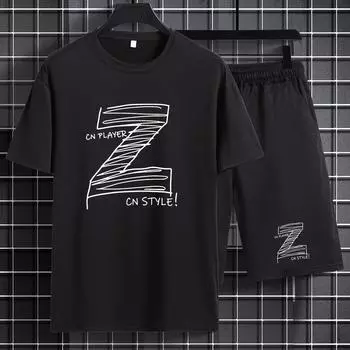 Мужской комплект из двух предметов: футболка и шорты с принтом буквы «Z» большого размера, летний, для занятий спортом на открытом воздухе S