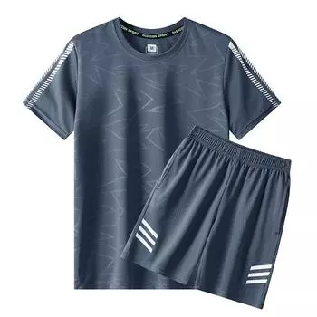 Мужской комплект из однотонной хлопковой футболки с коротким рукавом и шорт M