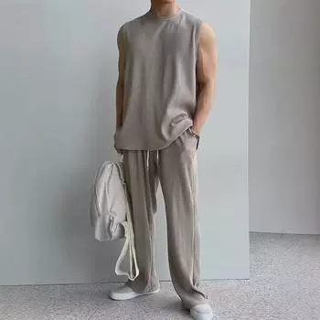 Мужской комплект из жилета и брюк Ice Silk для фитнеса без рукавов Large