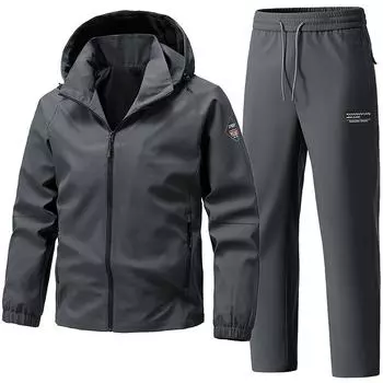 Мужской комплект куртка+брюки весна-осень, пальто на молнии, мужской спортивный комплект из 2 предметов для бега, мужской спортивный комплект для отдыха XS хаки