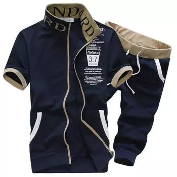 Мужской комплект летней спортивной одежды, мужские шорты, комплект, толстовка с короткими рукавами + брюки, спортивный костюм, спортивный костюм