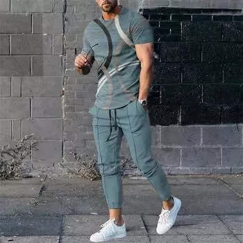 Мужской комплект свитшотов, летние мужские спортивные штаны, спортивные костюмы, футболки, брюки, комплекты с брюками с принтом, спортивная одежда, мужская одежда M