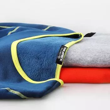 Мужской комплект термобелья из хлопка - круглый вырез, плюшевая подкладка, удобный зимний базовый слой сверху и снизу. L сапфировый