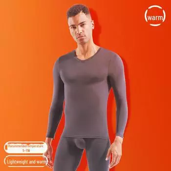 Мужской комплект термобелья с V-образным вырезом: Облегающая, удобная рубашка и леггинсы на осень/зиму L темно-серого