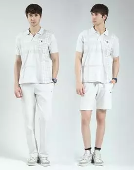 Мужской комплект-тройка | Футболка-поло с принтом | Стандартный крой | Шорты и низ на кулиске для мужчин XL