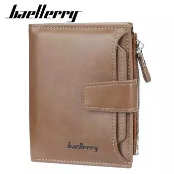 Мужской короткий кошелек Baellerry Hasp, классический дизайн, кошелек, кошелек из искусственной кожи, GZW 13cm*11cm*2cm чёрный