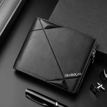 Мужской короткий кошелек, высококачественный мужской держатель кредитных карт, деловой повседневный многофункциональный кошелек с карманом на молнии для монет