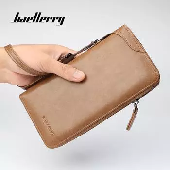 Мужской кошелек Baellerry, деловой повседневный многофункциональный клатч, модный клатч на молнии большой емкости