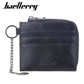 Мужской кошелек Baellerry, винтажный дизайн, модные сумки для денег из искусственной кожи, мужские кошельки с держателем для карт 11.5*10*1.5cm чёрный