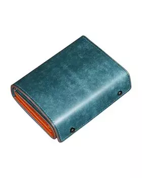 Мужской кошелек Bifold Pueblo Leather Bifold Genuine Large Popular [Kawaoto], кожаный, вместительный, компактный, маленький, в форме коробки, для левшей, темно-синий
