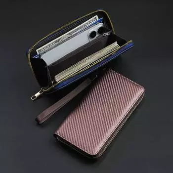 Мужской кошелек, большой, на молнии, держатель для карт, кошелек для монет, однотонный, органайзер для удостоверения личности, кредитных карт, искусственный кожаный браслет чёрный