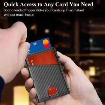 Мужской кошелек держатель для карт с окошком для удостоверения личности зажим для денег экранированный блокирующий RFID ультратонкий передний
