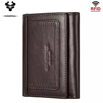 Мужской кошелек для монет с отделениями для карт, первый слой из коровьей кожи, сумка на молнии, кошелек из натуральной кожи красный