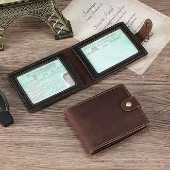 Мужской кошелек для удостоверений ручной работы из синей кожи с индивидуальными двухстворчатыми удостоверениями