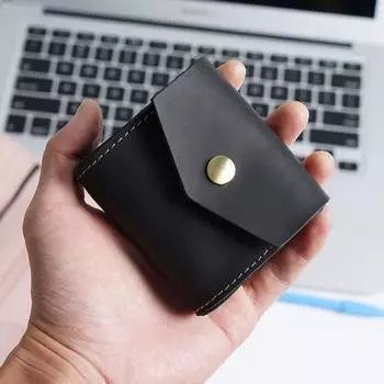 Мужской кошелек из искусственной кожи, держатель для карт, складной компактный кошелек, большая емкость для карт чёрный