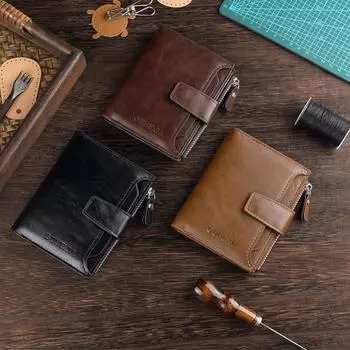 Мужской кошелек из искусственной кожи, держатель для удостоверения личности, креативный деловой клатч для мужчин кофейный