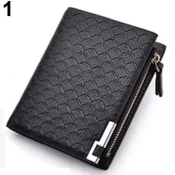 Мужской кошелек из искусственной кожи на молнии, двойной кошелек с зажимом для денег, держатель для карт, карманный кошелек-клатч 2 чёрный