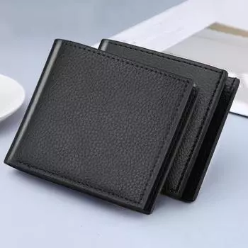 Мужской кошелек из искусственной кожи с держателем для кредитных карт, застежкой-молнией, ультратонкий складной дизайн, деловой подростковый кошелек чёрный